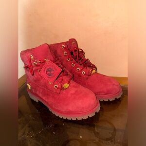 Red brand new timberlands size 4 kids